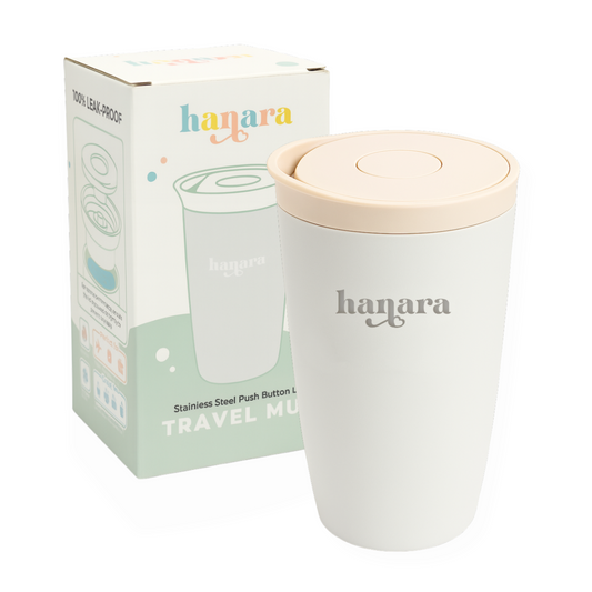 12oz Push-Button Stainless Steel Travel Mug – Leak-Proof, Double Wall, Keeps Drinks Hot 6H / Cold 12H (Gray)