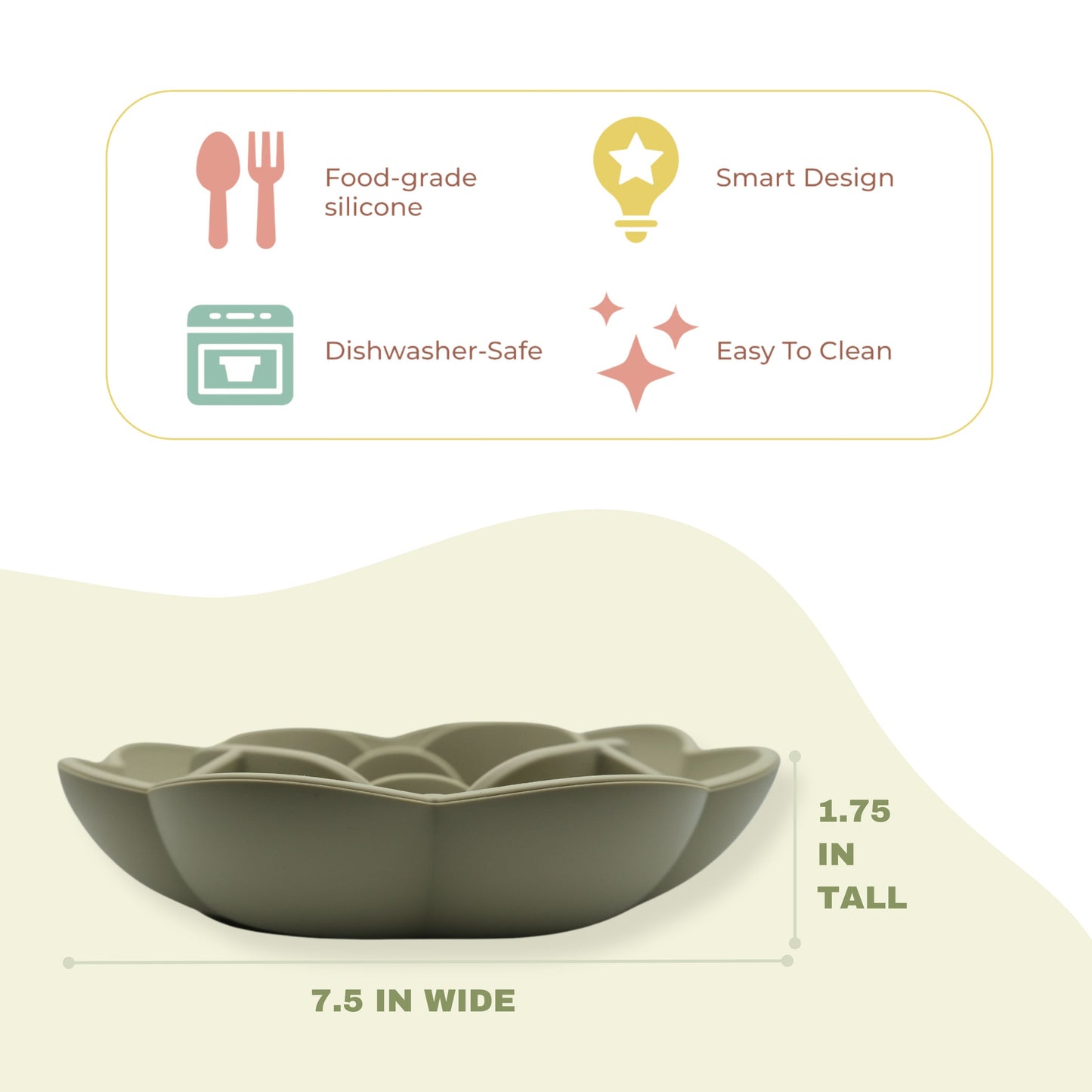 Rose-Shaped Silicone Pet Slow Feeder Bowl 🌹 Sage Green