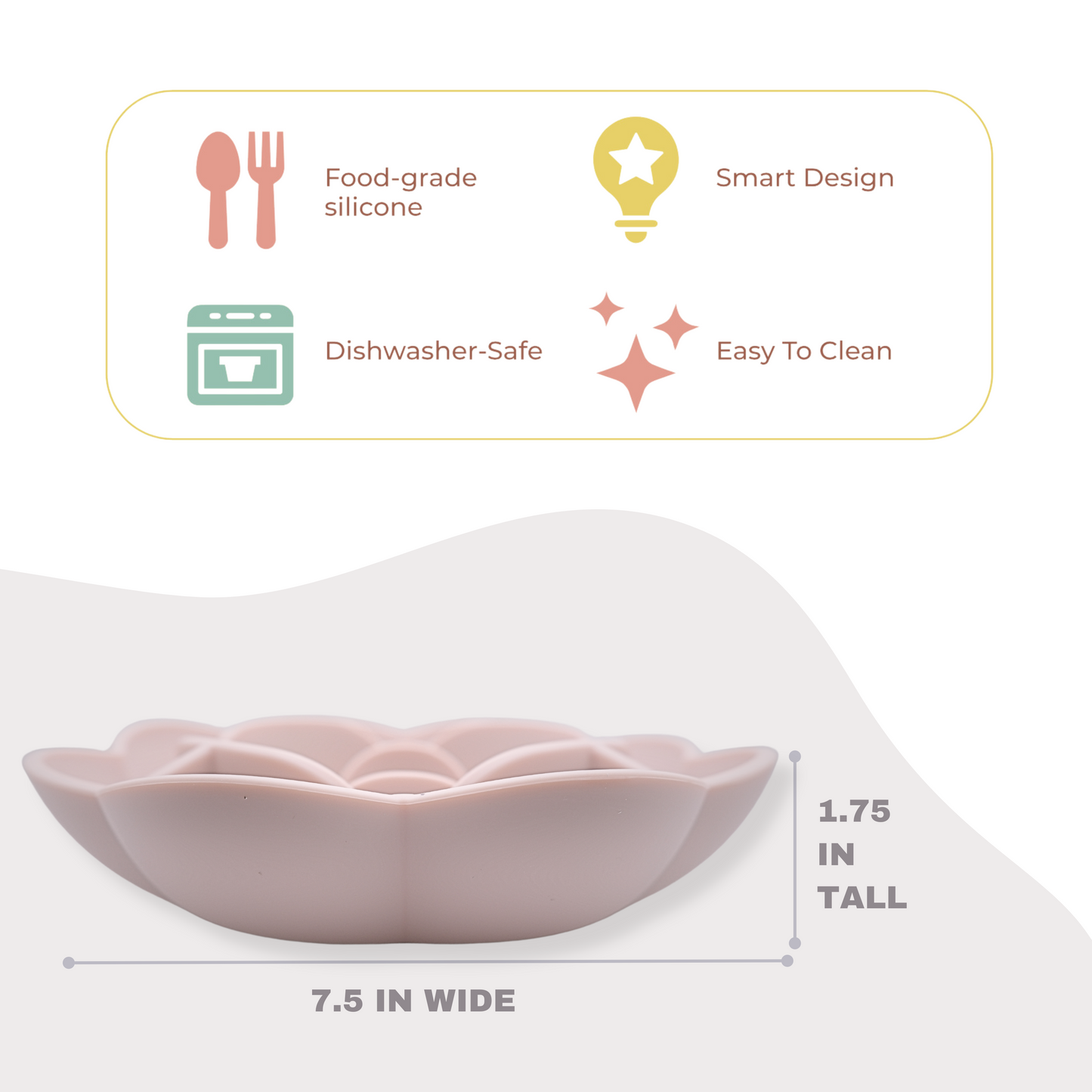 Rose-Shaped Silicone Pet Slow Feeder Bowl 🌹 Misty Gray