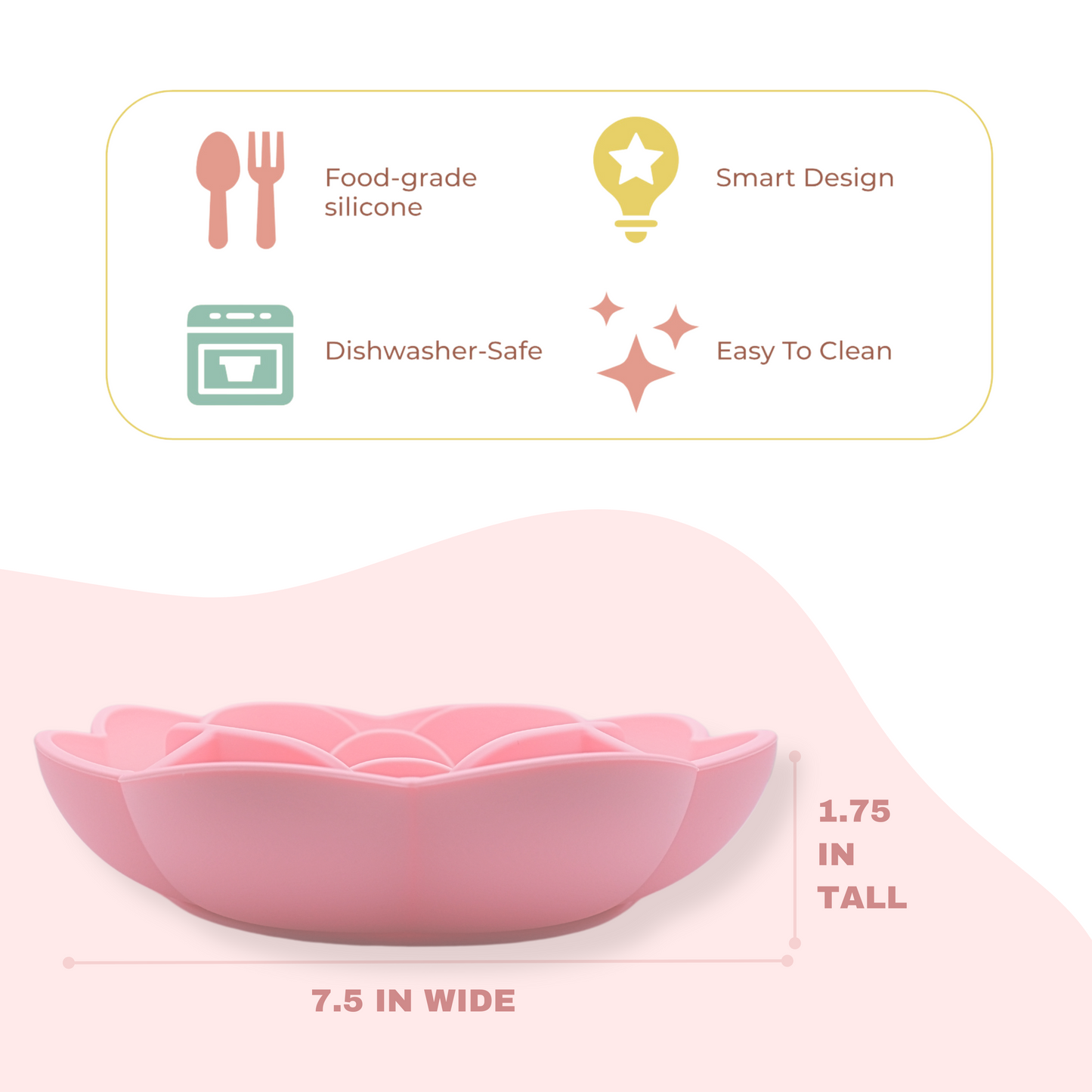 Rose-Shaped Silicone Pet Slow Feeder Bowl 🌹 Rose Quartz Pink