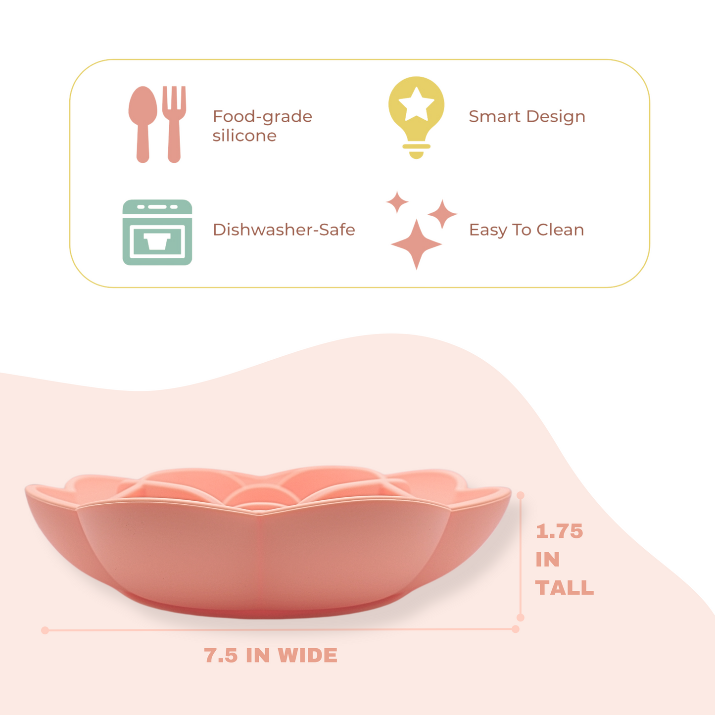 Rose-Shaped Silicone Pet Slow Feeder Bowl 🌹 Peach Beige