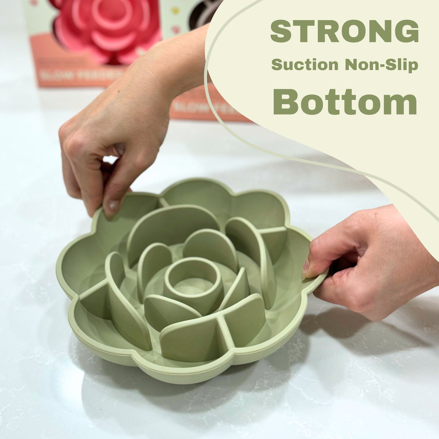 Rose-Shaped Silicone Pet Slow Feeder Bowl 🌹 Misty Gray
