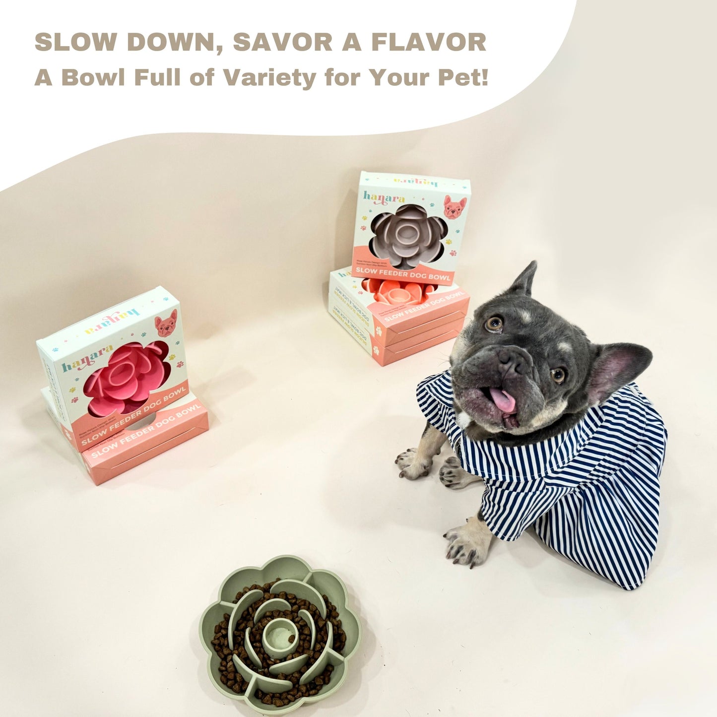 Rose-Shaped Silicone Pet Slow Feeder Bowl 🌹 Misty Gray