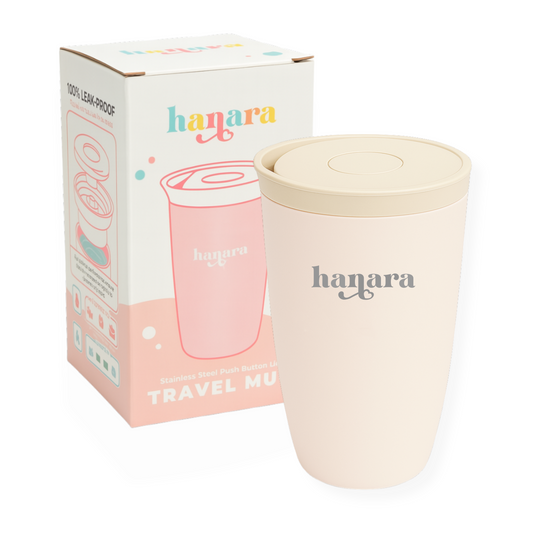 12oz Push-Button Stainless Steel Travel Mug – Leak-Proof, Double Wall, Keeps Drinks Hot 6H / Cold 12H (Pink)