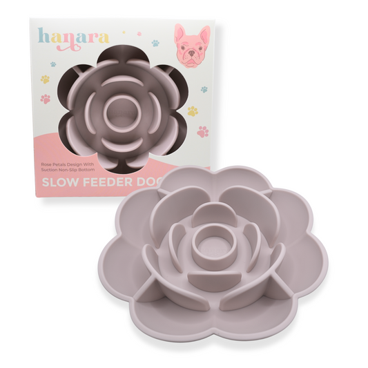 Rose-Shaped Silicone Pet Slow Feeder Bowl ๐น Misty Gray