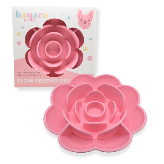 Rose-Shaped Silicone Pet Slow Feeder Bowl ๐น Rose Quartz Pink