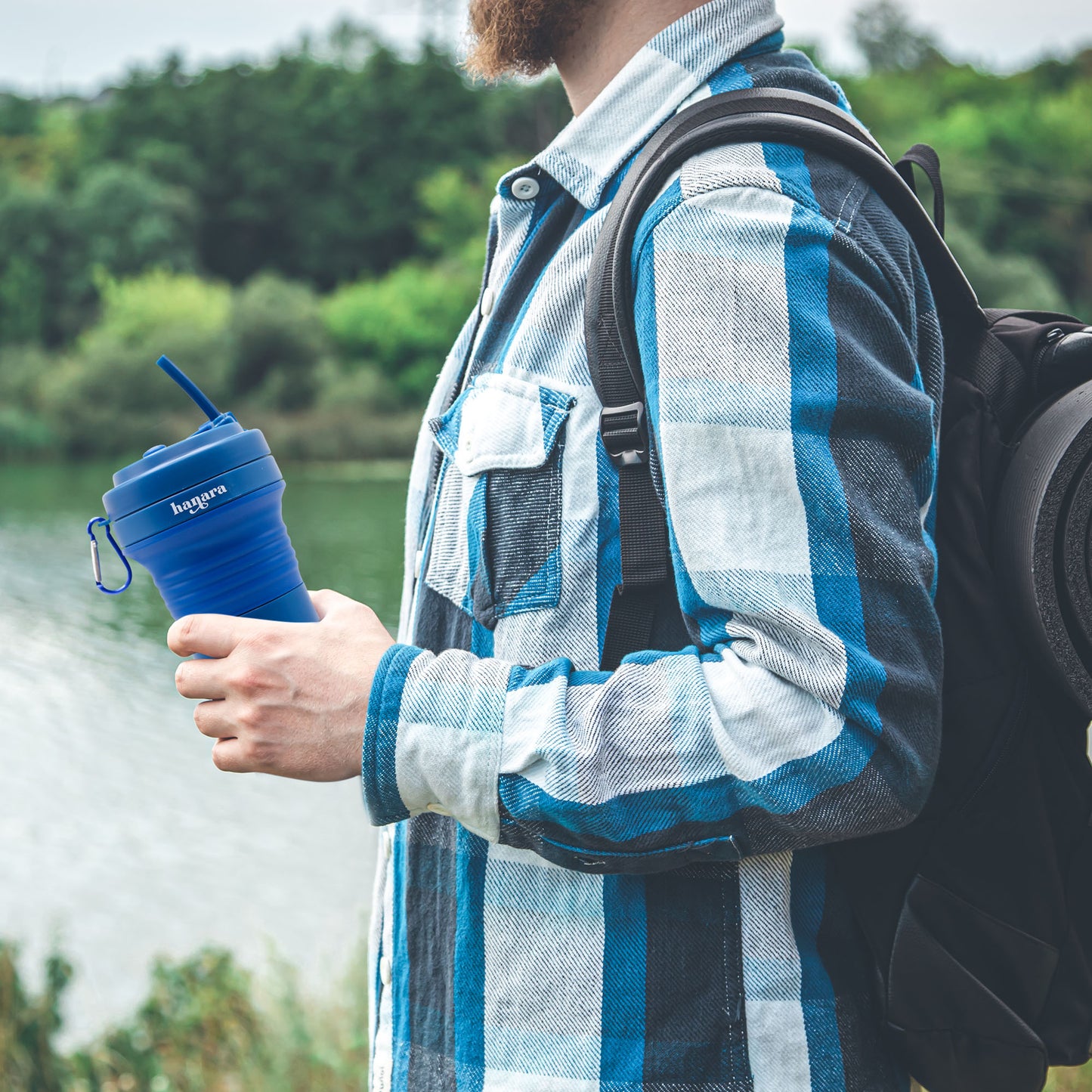 Pink Collapsible Coffee Cups With Reusable Silicone Straw, 18 Oz / 550 Ml