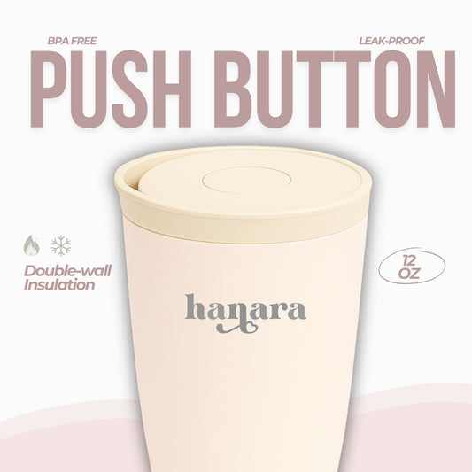 12oz Push-Button Stainless Steel Travel Mug – Leak-Proof, Double Wall, Keeps Drinks Hot 6H / Cold 12H (Pink)