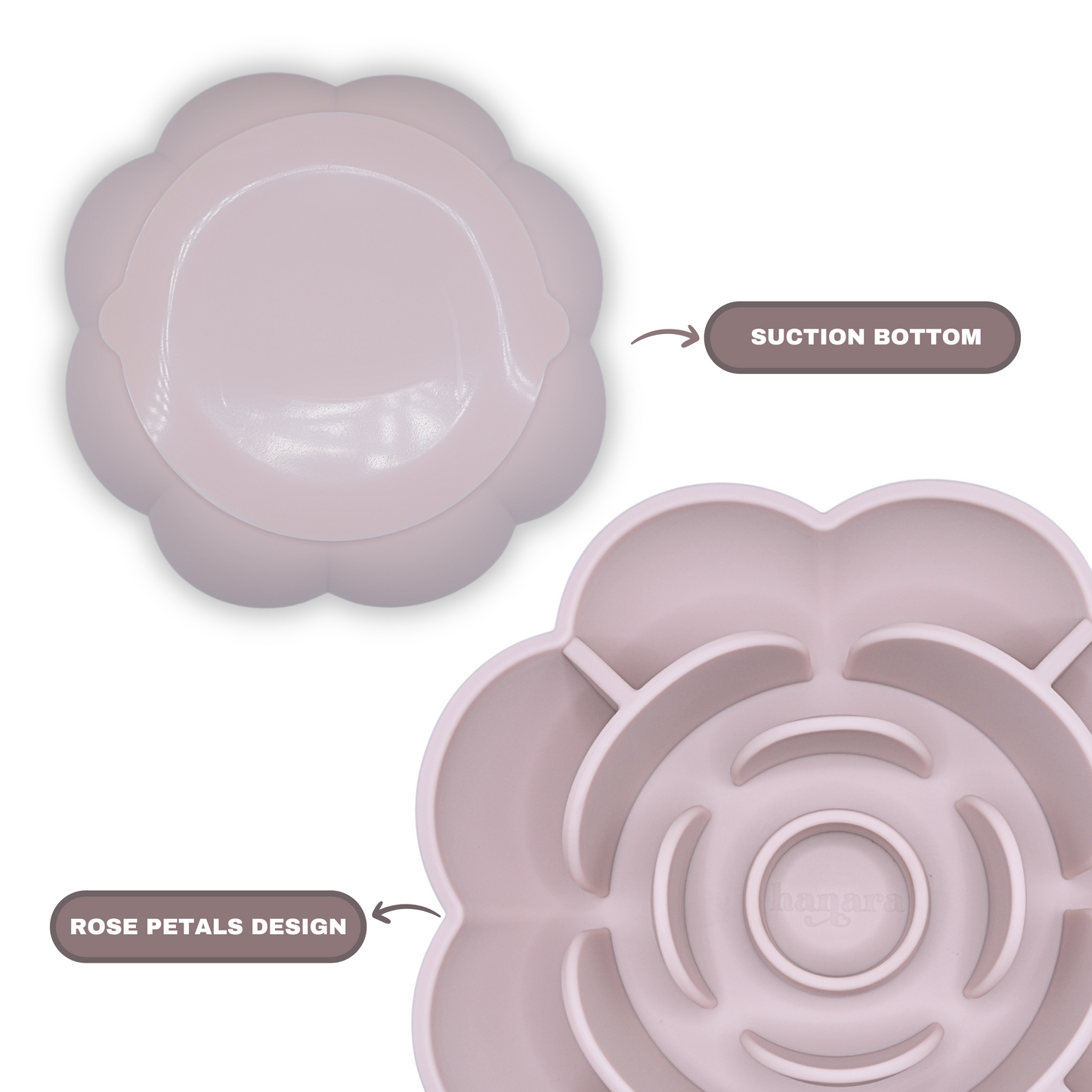 Rose-Shaped Silicone Pet Slow Feeder Bowl 🌹 Misty Gray
