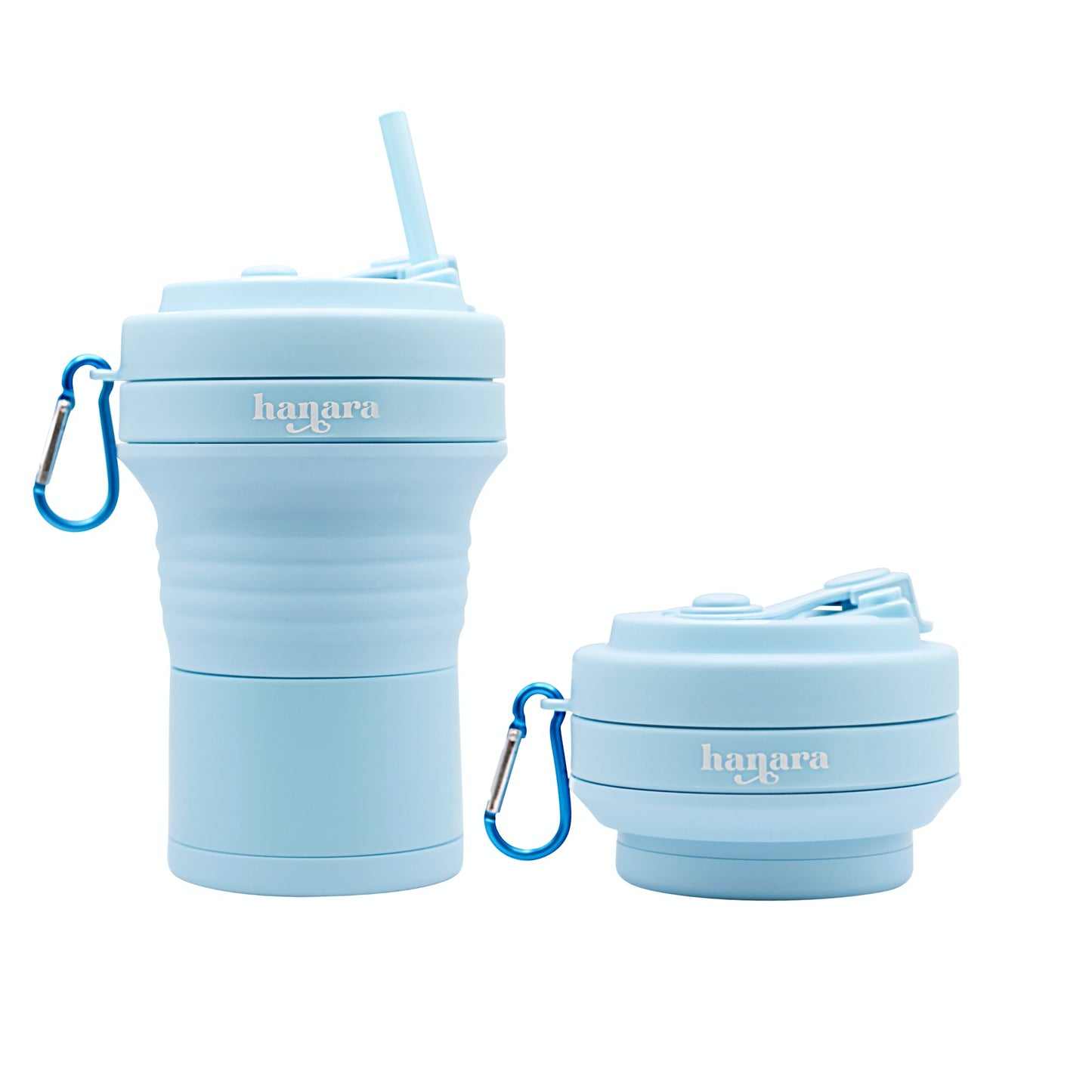 Gray Collapsible Coffee Cups With Reusable Silicone Straw, 18 Oz / 550 Ml
