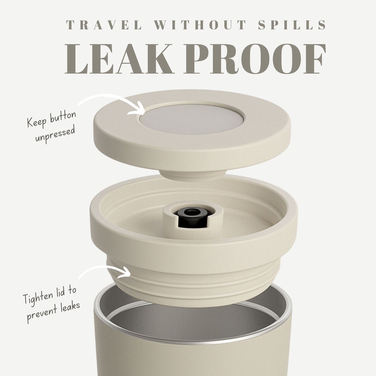 12oz Push-Button Stainless Steel Travel Mug – Leak-Proof, Double Wall, Keeps Drinks Hot 6H / Cold 12H (Gray)