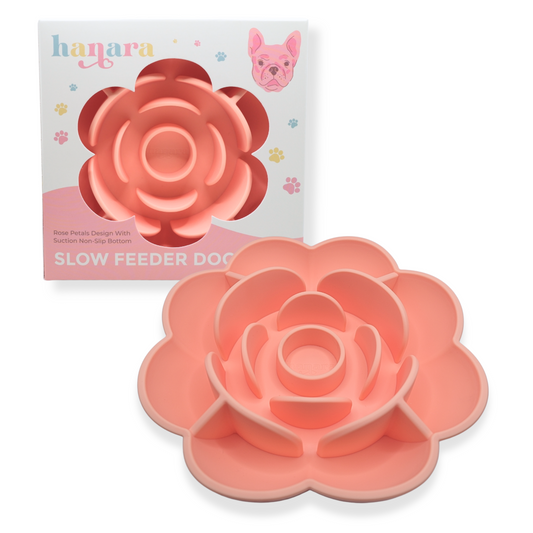 Rose-Shaped Silicone Pet Slow Feeder Bowl 🌹 Peach Beige