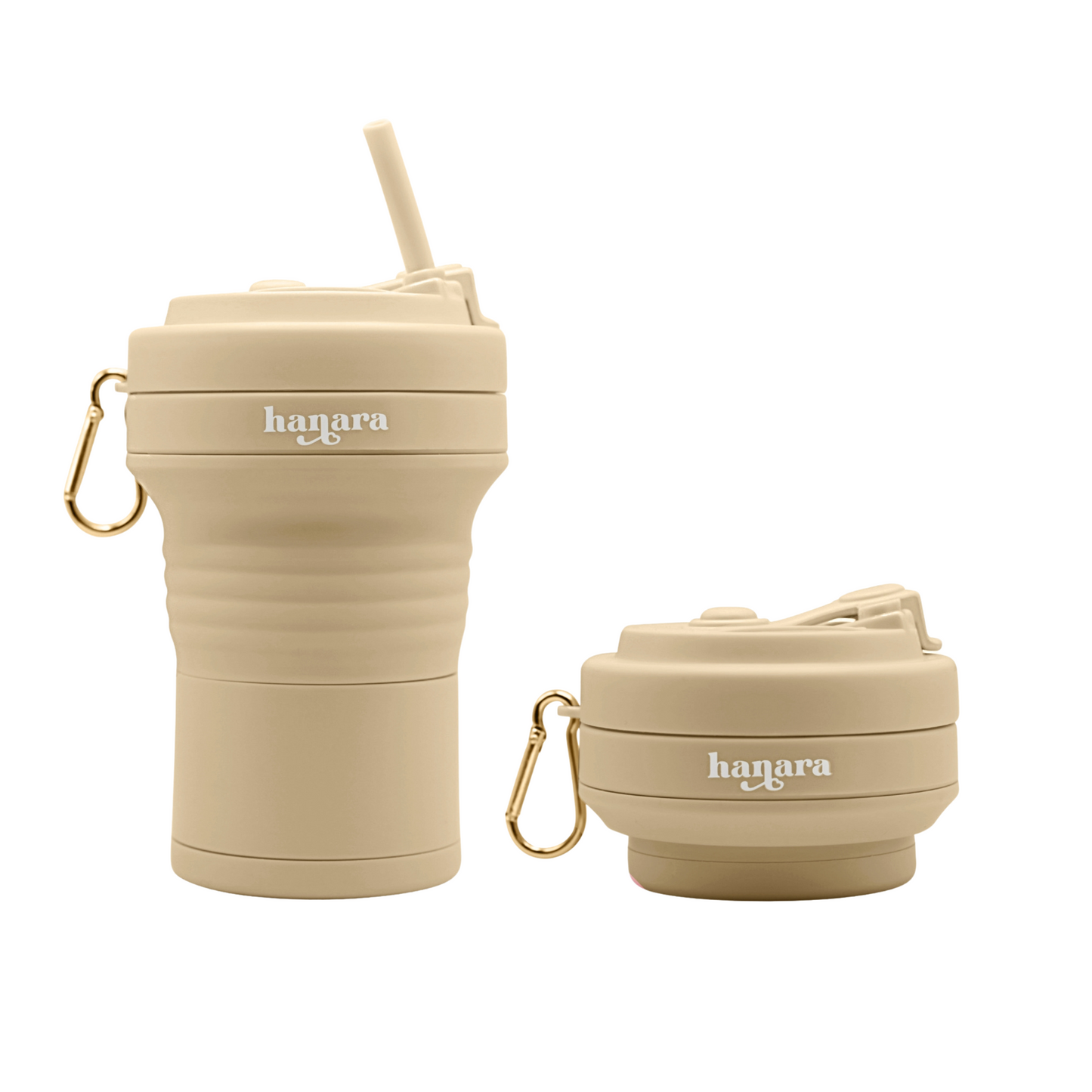 Pink Collapsible Coffee Cups With Reusable Silicone Straw, 18 Oz / 550 Ml
